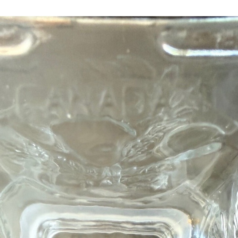 Vintage Canadian Glass Canister 7" Square Embossed Fruit Leaf Design Storage Jar - Picture 6 of 6